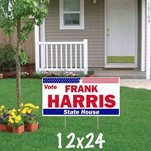 VictoryStore Custom Political Yard Sign 2-Sided Print with Stakes Corrugated Plastic 18x24 Political_10