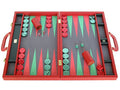 Zaza & Sacci Leather/Microfiber Backgammon Set 23" Large Attache Case Red