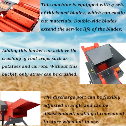 Banfluxion 220V 4-Blade Hay Cutter Pulverizer Red