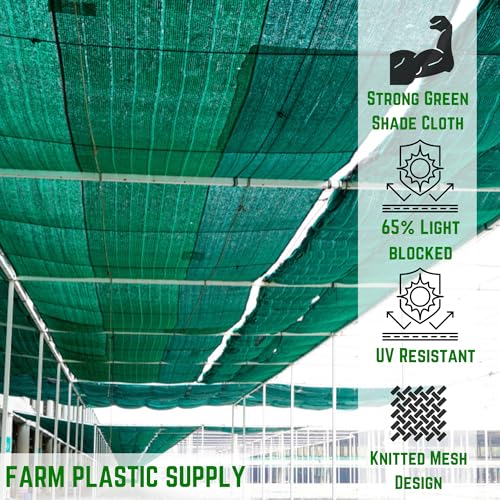 Farm Plastic Supply Shade Cloth with Grommets 65% Green 12' x 300'
