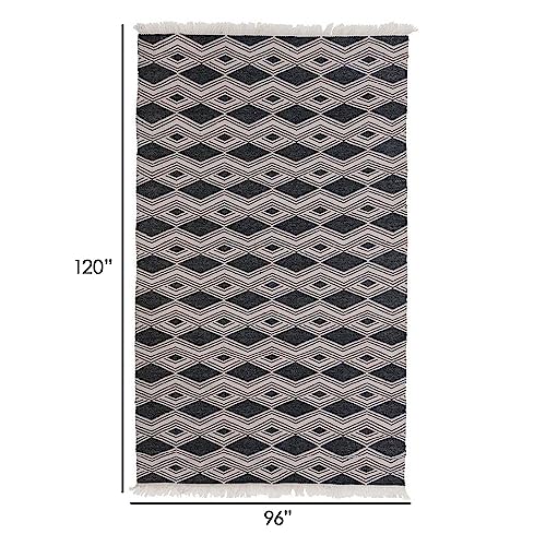 Benzara Handwoven Diamonds Patio Maya Area Rug 8x10 Charcoal Gray