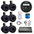 KICKER Marine Bluetooth AM/FM Stereo Receiver with 6-Channel Amplifier & 6X8 500W Max LED Tower Speakers Black