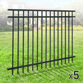 Fencer Wire Heavy Duty Flat Top Fence Barrier Panel 4FT x 6FT Black Pack of 5