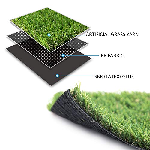 Griclner Artificial Grass Turf 0.8inch Realistic Synthetic Lawn Mat Green 15FTx68FT