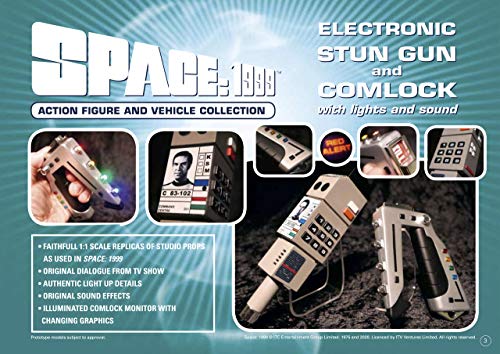 Sixteen 12 Space 1999 Stun Gun & Comlock with Light and Sound Silver