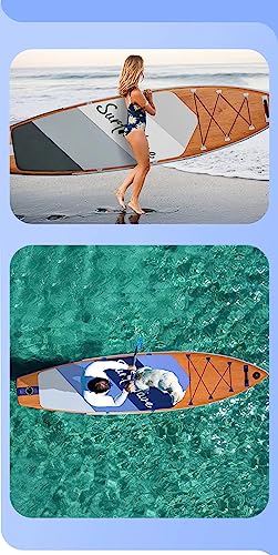 Spaboy Inflatable Stand-Up Surfboard Wood Grain Brown