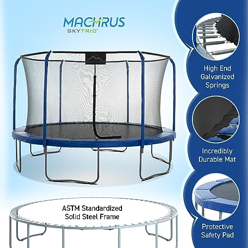 SKYTRIC Outdoor Trampoline with Flex Frame Net Blue