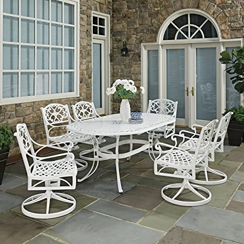Homestyles Sanibel Black 7-Piece Outdoor Dining Set Off White