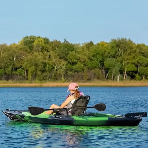 Hipicute 13FT Fishing Kayak Green Camo with Paddle & Comfortable Seat, 400LBS Capacity