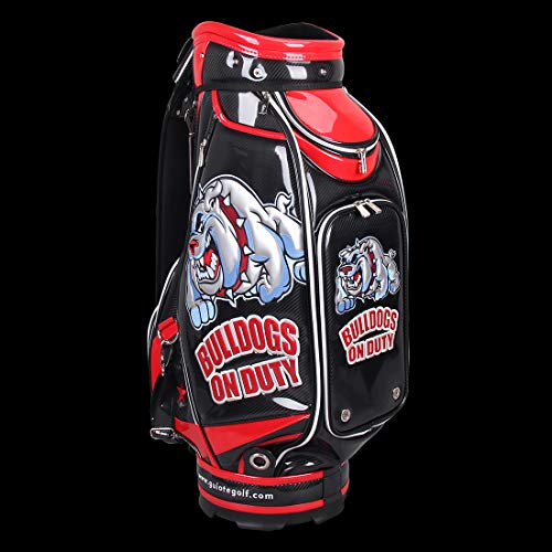 Guiote 2023 Golf Staff Bag Black Bulldog Crazy Design PU Leather Embroidery