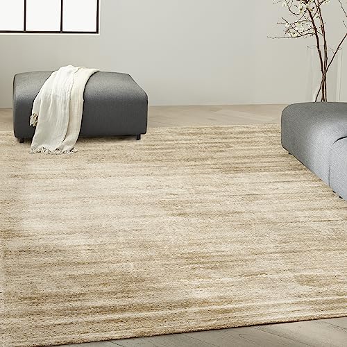 Calvin Klein Valley Abstract Gold Wool Area Rug 7'9" x 9'9