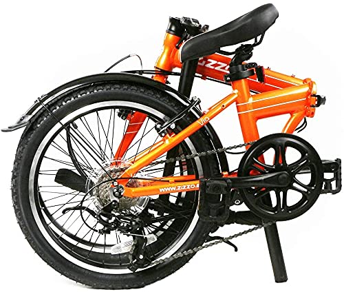ZiZZO Via 20" Folding Bike Lightweight Aluminum Frame Shimano 7-Speed Metallic Orange