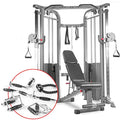 XMark Functional Trainer Cable Machine Home Gym XM-7626 Gray with Upgraded Accessories & Bench