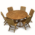 Bayview Patio 7 Piece Indonesian Grade A Teak Outdoor Folding Dining Set Natural Finish Teak Wood