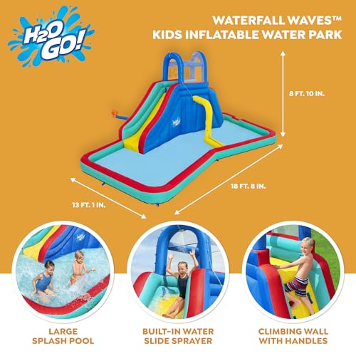 Bestway H2OGO! Waterfall Waves Mega Water Park Inflatable Slide and Pool