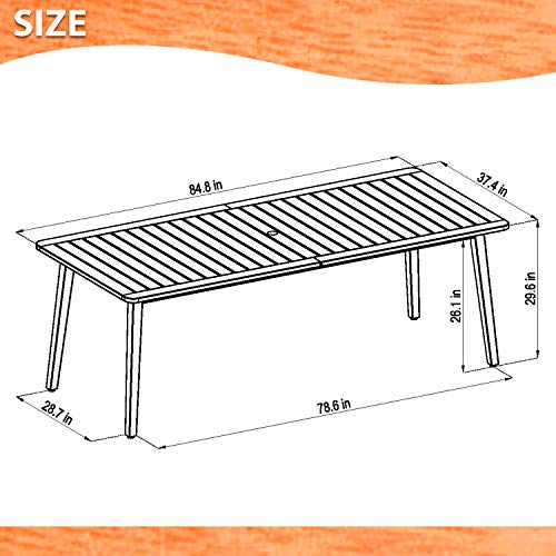Amazonia Kolob 9 Piece Patio Dining Set Eucalyptus Table with Grey Resin Chairs Grey