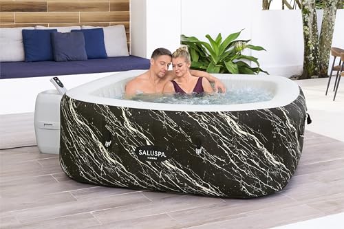Bestway SaluSpa Hawaii EnergySense Smart Luxe AirJet Inflatable Hot Tub Spa Black Marble