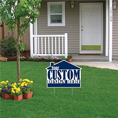 VictoryStore Custom Realtor House Shaped Yard Signs Set of 2 - 16.5x21 inches, Printed 2 Sided Full Color