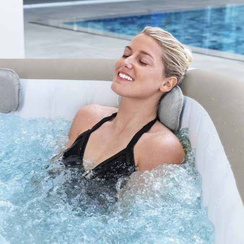 Bestway SaluSpa AirJet Inflatable Square Hot Tub 140 Jets with Seats & Headrests Brown