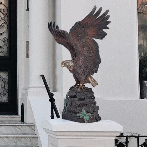 Design Toscano Strength and Patriotism Bald Eagle Cast Bronze Garden Statue Two Tone Bronze & Verdigris