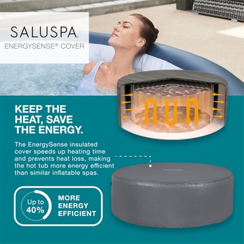 Bestway SaluSpa Milan AirJet Inflatable Hot Tub with Non Slip Pool Seat & Headrest Pillows Blue