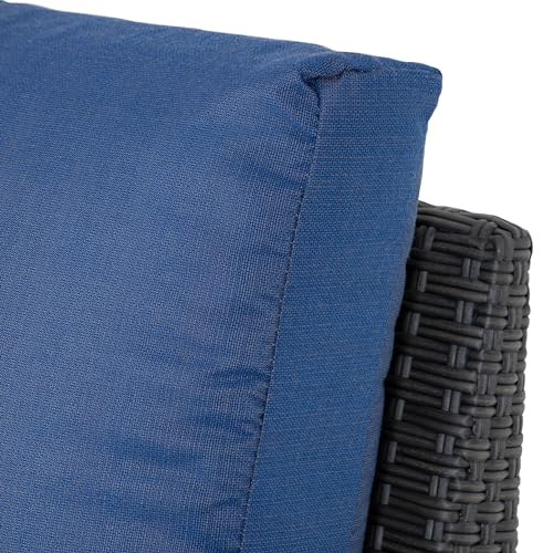 CorLiving Brisbane Wicker/Rattan 6-Piece Conversation Set with Blue Cushions