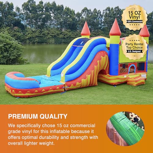 JumpOrange Commercial Inflatable Turbo Blaze Titan Bounce House Slide Combo Blue/Red/Yellow