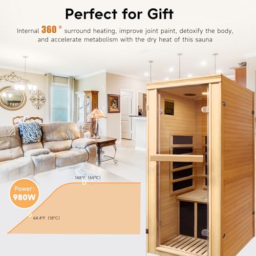 RIGO Infrared Sauna Room Indoor Canadian Hemlock Wood