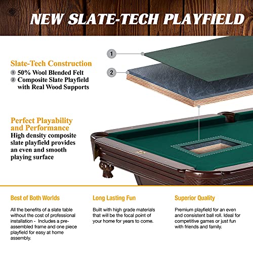 Barrington Billiards Arlington Slate-Tech Pool Table Dark Wood Grain/Green