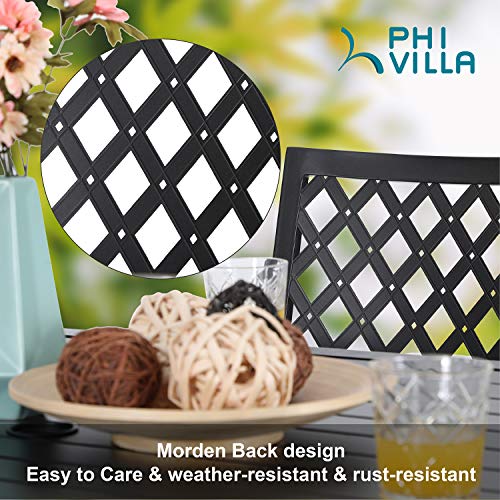 PHI VILLA Patio Outdoor Swivel Bar Stools Set of 4 with Cushion and Armrest Red