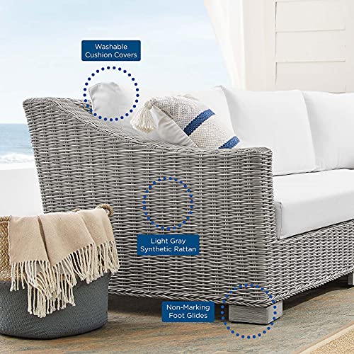 America Luxury - Outdoor Lounge Sofa Chair Table Set Rattan Wicker Modern White