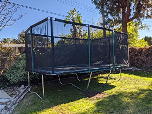 Galactic Xtreme Rectangle Trampoline with Net Enclosure 750lbs Capacity 10x17 Ft Black and Green