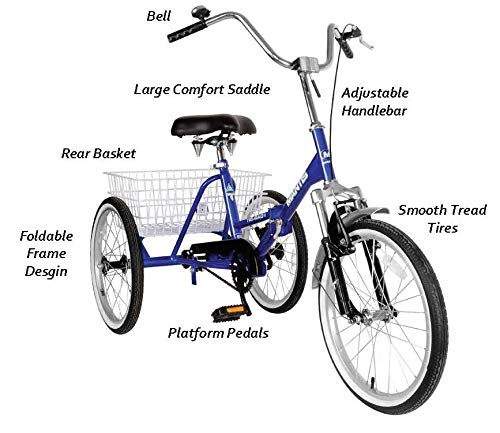 Mantis Tri-Rad Folding Adult Tricycle Blue