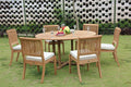 TeakStation 6 Seater Grade-A Teak Wood 7 Pc Dining Set 60" Round Table & 6 Chairs Teak