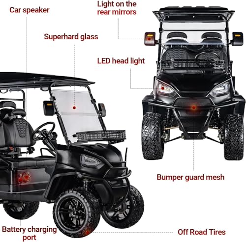 StandbyMe Electric Golf Cart 5000-Watt Motor 4-Seat 48V Battery Golf Utility Buggy Black