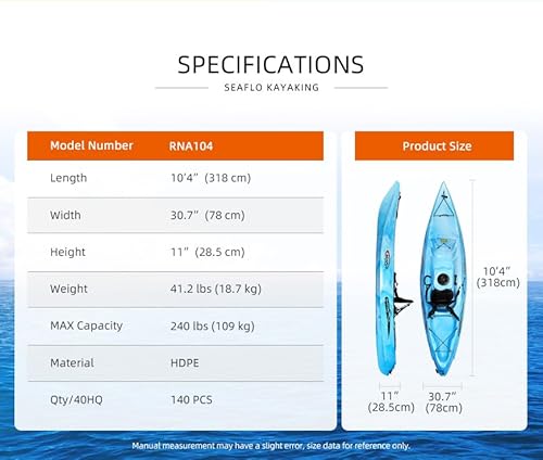 SEAFLO Premium Sit-on Kayak RNA104 Yellow/Red 10' 5