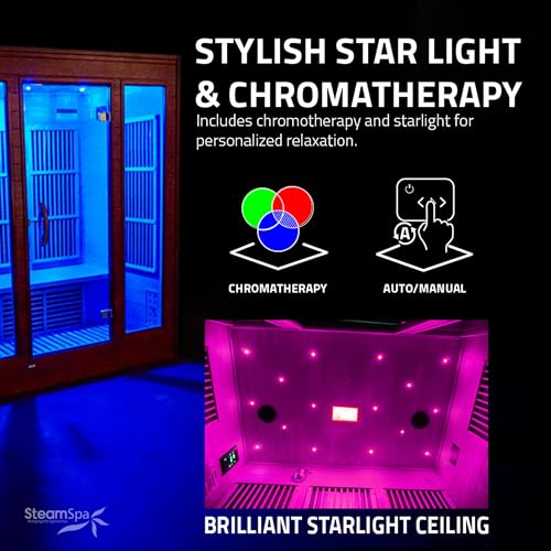 SteamSpa 3 Person Hemlock Wooden Indoor Sauna with Bluetooth & Touch Control