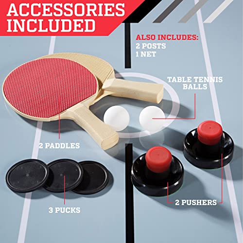 ESPN Sports Air Hockey Game Table 72 Inch Indoor Arcade Gaming Set White/Black/Red