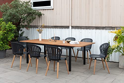 Amazonia Certified Teak 9-Piece Rectangular Extendable Dining Set Brown