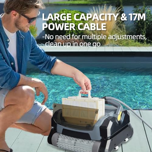 PioneerWorks Robotic Pool Vacuum Cleaner 130W Wall Climbing Gray