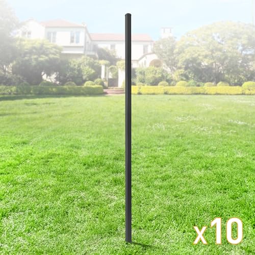 Fencer Wire Heavy Duty 8FT Outdoor Steel Fencing Border Post Pack of 10 Black