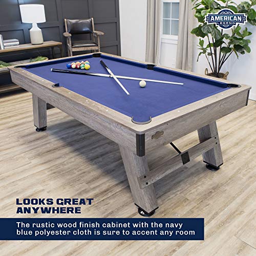 American Legend Brookdale 90” Billiard Table with Rustic Wood Finish Blue