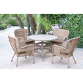 Jeco Windsor Honey Wicker Dining Set with Cushions Brown