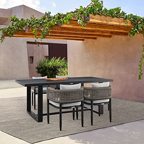Armen Living Alegria Outdoor Patio Dining Chair Set of 2 Light Grey