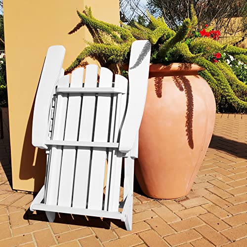 PolyTEAK Folding Adirondack Chair Set of 12 Weather Resistant Outdoor Furniture White