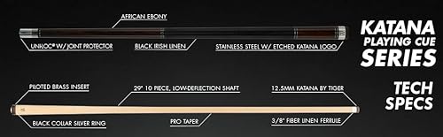 KATANA KAT11 Pool Cue African Ebony 20oz