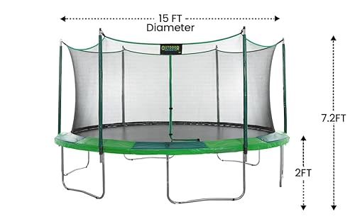 Upper Bounce 15 Foot Enclosed Trampoline with Safety Net Green