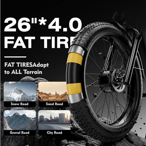 Brigittebike Electric Bike for Adults 1500W 52V 21Ah 37MPH 50Miles Range 26” Fat Tire Beach Snow Mountain Bike Dual Hydraulic Disc Brakes Full Suspension ES7PRO-1500W-37MPH Black