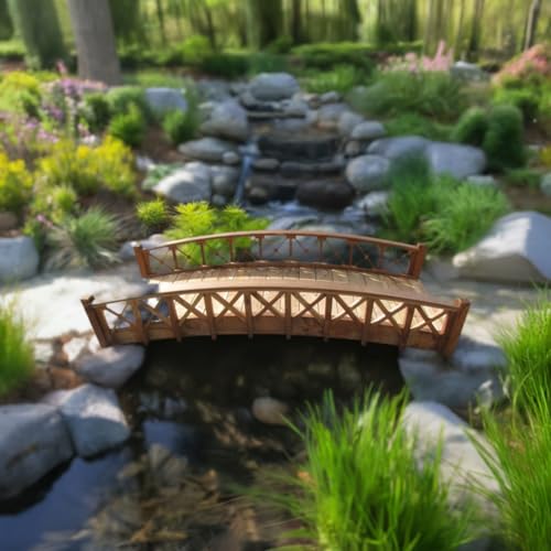 SamsGazebos Swan Wood Garden Bridge with Cross Halved Lattice Railings 8' Brown