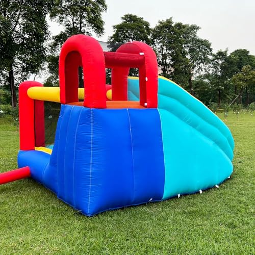 Mighty Hand Inflatable Jumper Bounce House with Water Slide and 480W Blower Red/Blue